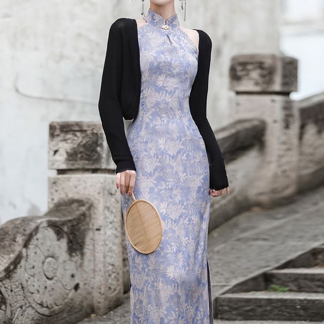 Fioridi Halter Neck Floral Midi Qipao YesStyle - Main Image
