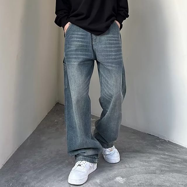 GRAYCIOUS-Mid Rise Washed Wide Leg Jeans