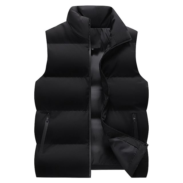 YIKES-Mock Neck Zip-Up Puffer Vest