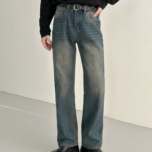 DAZO Studios-High Waist Washed Straight Leg Jeans