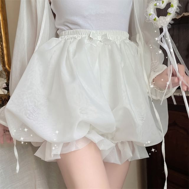 Cossita-High Waist Plain Bubble Shorts