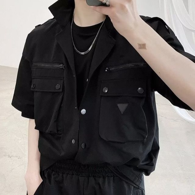 Tonni's Short-Sleeve Cargo Shirt Jacket YesStyle