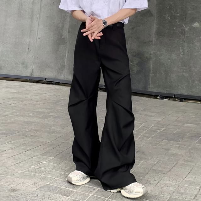 Maviyn-Mid Rise Plain Wide Leg Pants