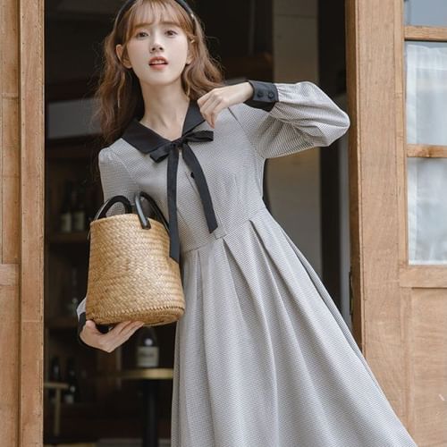 Korean style long sales sleeve dress