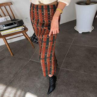 plaid maxi skirt 80