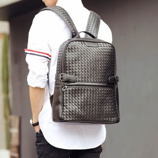 BagBuzz-Woven Faux Leather Backpack
