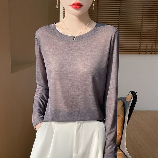 Weelop-Long-Sleeve Crewneck Plain Tee