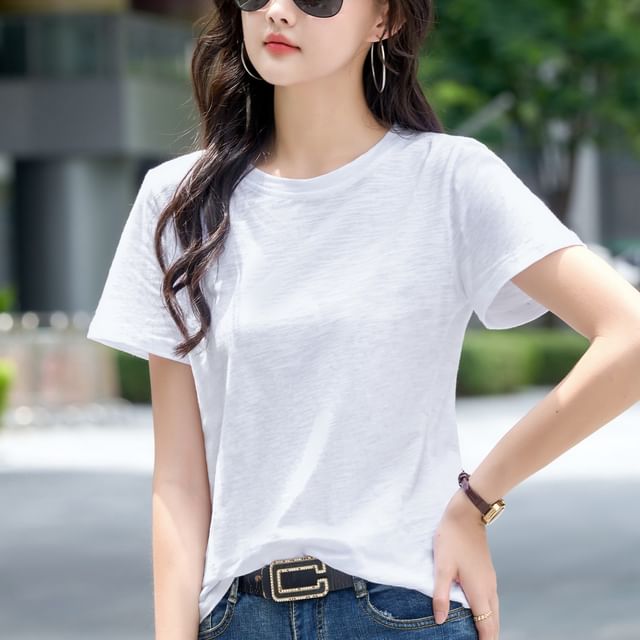 Sienne-Short-Sleeve Crew Neck Plain Tee