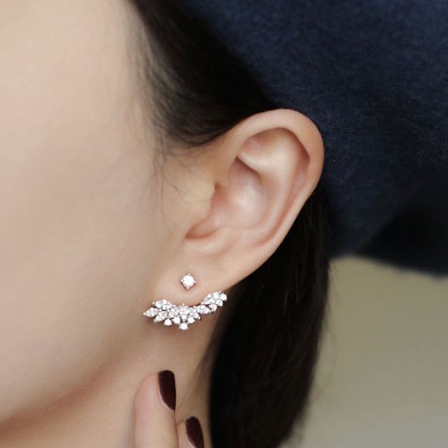 Phoenoa-Rhinestone Sterling Silver Swing Earring