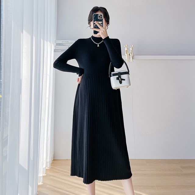 NEUF - Maternity Long-Sleeve Crewneck Plain Knit Midi A-Line Dress | YesStyle NEUF - Maternity Long-Sleeve Crewneck Plain Knit Midi A-Line Dress | YesStyle