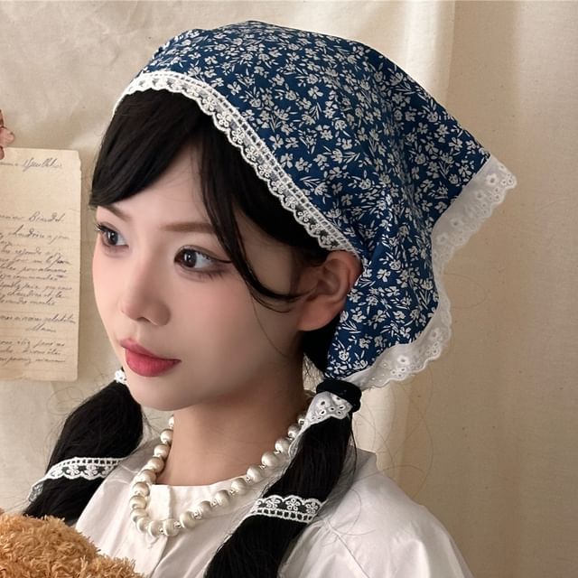 STUDIO Lace Trim Triangle Head Scarf (Various Designs