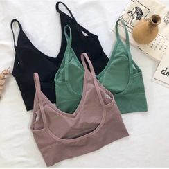 Yako - Padded Open Back Cropped Camisole Top Yako - Padded Open Back Cropped Camisole Top
