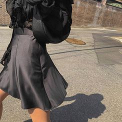 LIPHOP - Flared Satin Skirt LIPHOP - Flared Satin Skirt