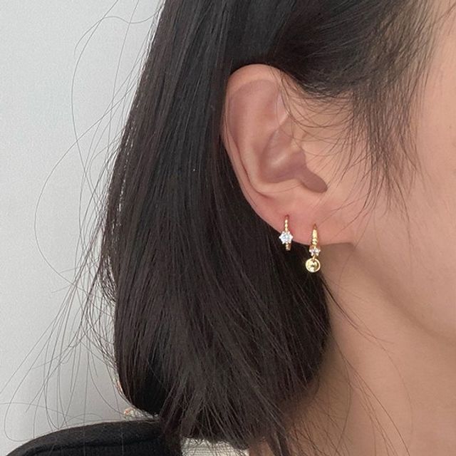 Kiren-Rhinestone Hoop Stud Earring