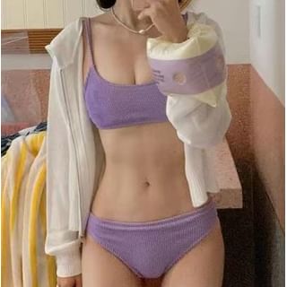 Maisee-Set Plain Bikini Top Bottom