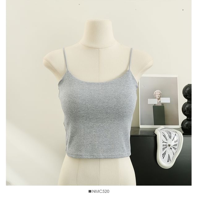 Lemongrass - Open-Back Plain Cami Top with Pads