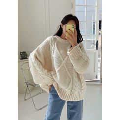 chuu - Oversize Cable-Knit Sweater chuu - Oversize Cable-Knit Sweater