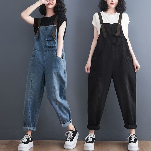 Coline Cropped Denim Jumpsuit YesStyle