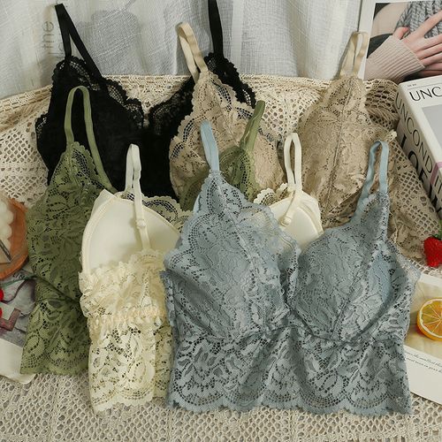Lemongrass - Wireless Push-Up Lace Bra Top in 5 Colors