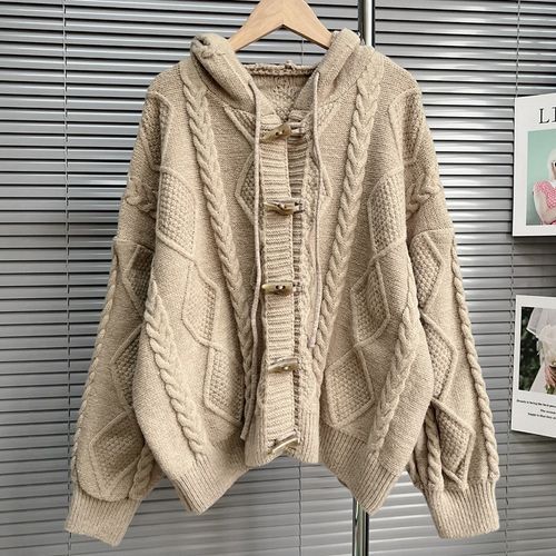 TOGGLE BUTTON CABLE KNIT CARDIGAN – MINUSEY