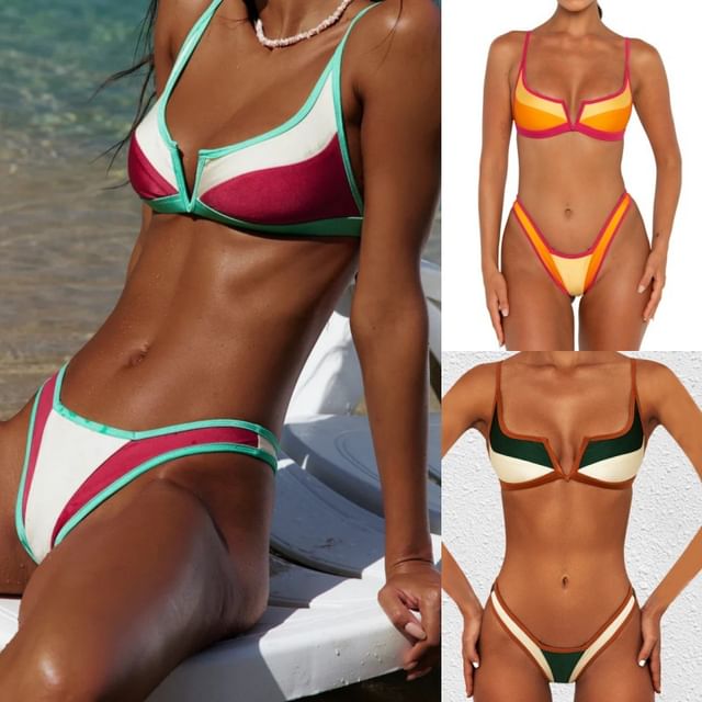 CUCURBIT-Contrast Trim Bikini Set