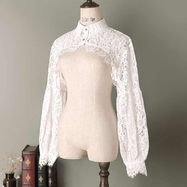 MIOW-Long-Sleeve Lace Decorative Collar