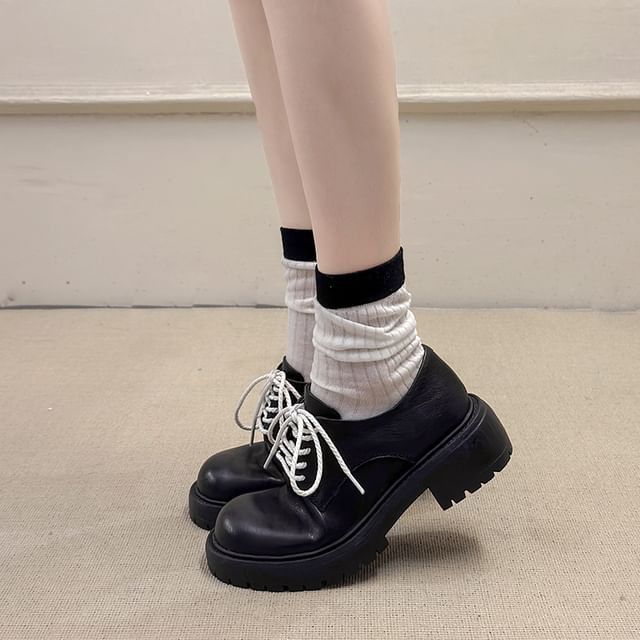 Asterisk-Chunky Heel Lace-Up Shoes
