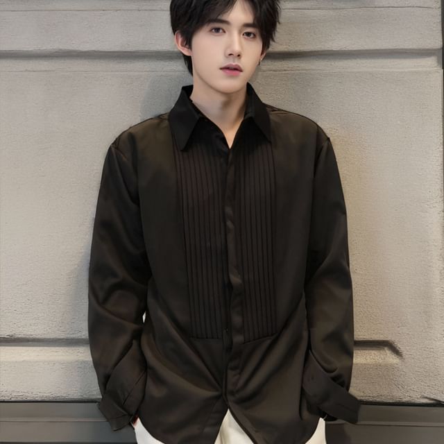 Freehop-Long-Sleeve Plain Shirt