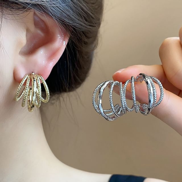 Calafa-Textured Layered Hoop Earring