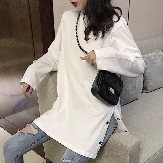 CRIBI-Slit Long-Sleeve T-Shirt