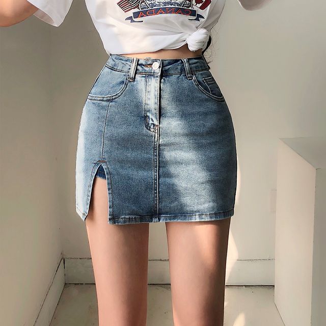 RainGirl-Denim Mini Skirt