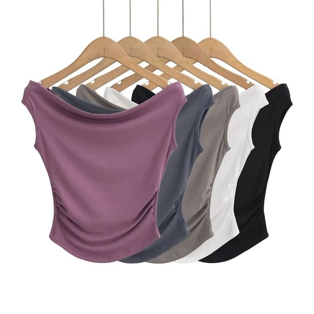 Asiris-Off-Shoulder Plain Slim Fit Tee