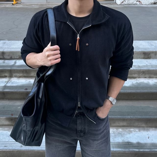 MRCYC-Collared Zip-Up Plain Jacket