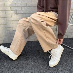 Naideth - Plain Corduroy Straight Leg Pants Naideth - Plain Corduroy Straight Leg Pants