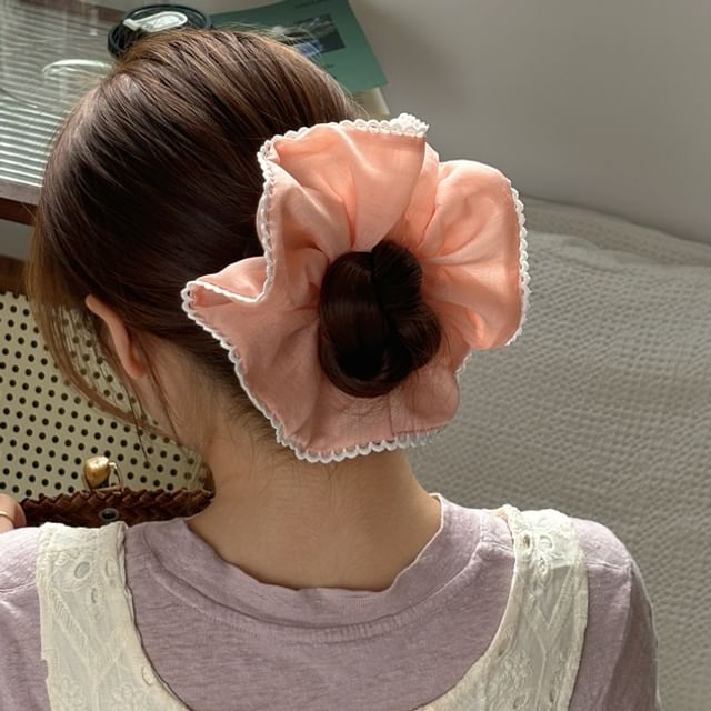 Allyrinta-Plain Lace Trim Scrunchie