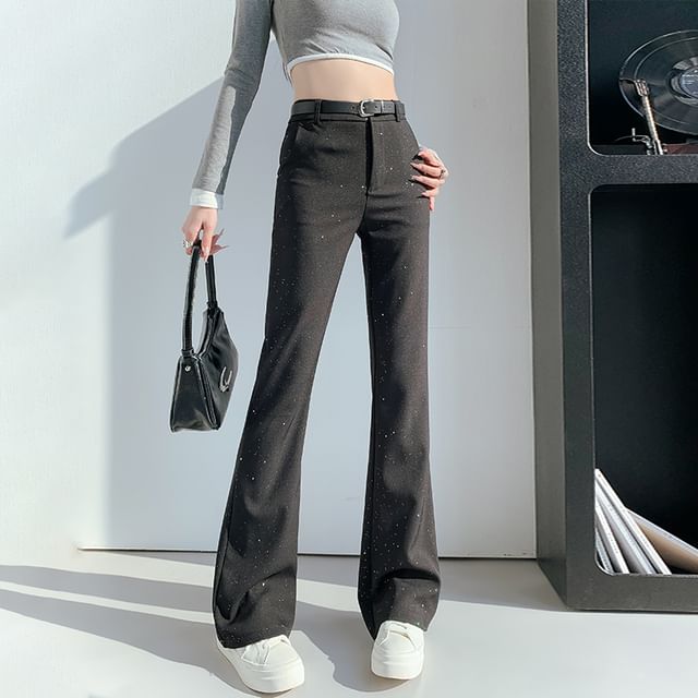 Magimomo-High Rise Sequin Flared Pants