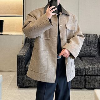 ravewider-Two Tone Single-Breasted Utility Jacket