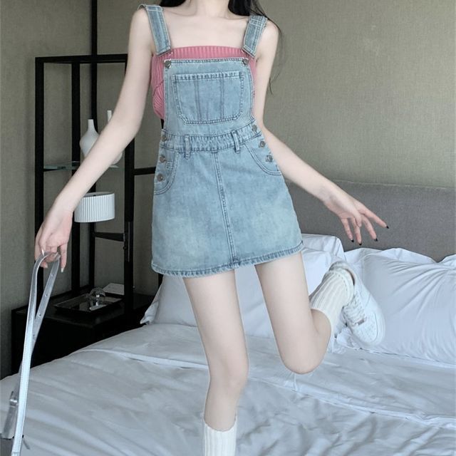 white christmas dresses Denim Square Neck Mini Dress - Trendy Summer Style main image 1