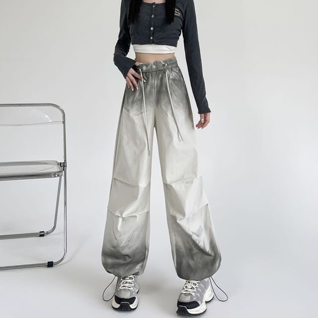 Maisee-High Rise Gradient Baggy Pants