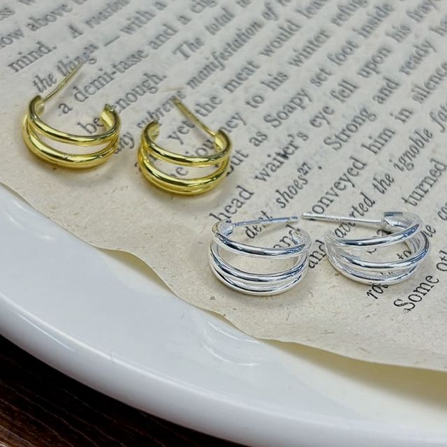 A-ROCH-Layered Sterling Silver Hoop Earring