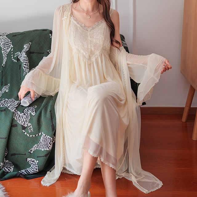 knee length dresses for ladies MIDI SLEEP DRESS LOUNGER