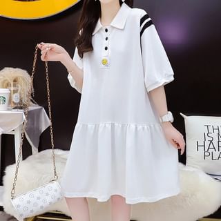 Mywaki Short-Sleeve Striped Panel Mini A-Line Polo Dress Sale