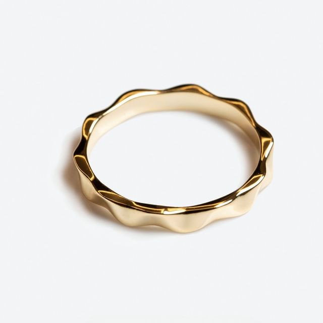 Phoenoa-925 Sterling Silver Metallic Wavy Ring