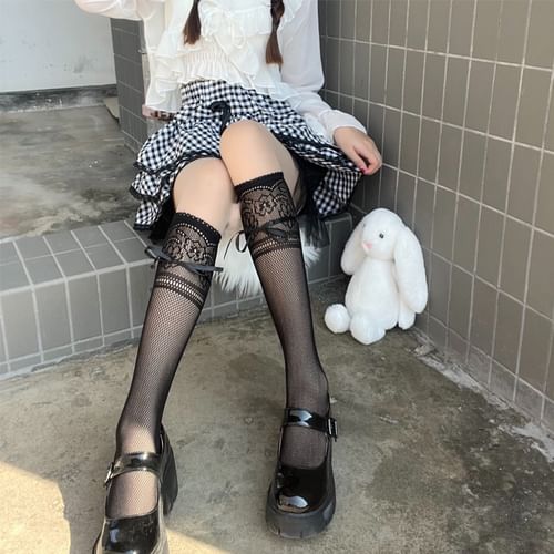 Bow Lace Knee High Socks