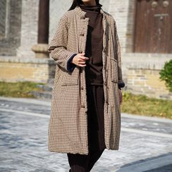 Dorine - Plaid Long Button-Up Coat
