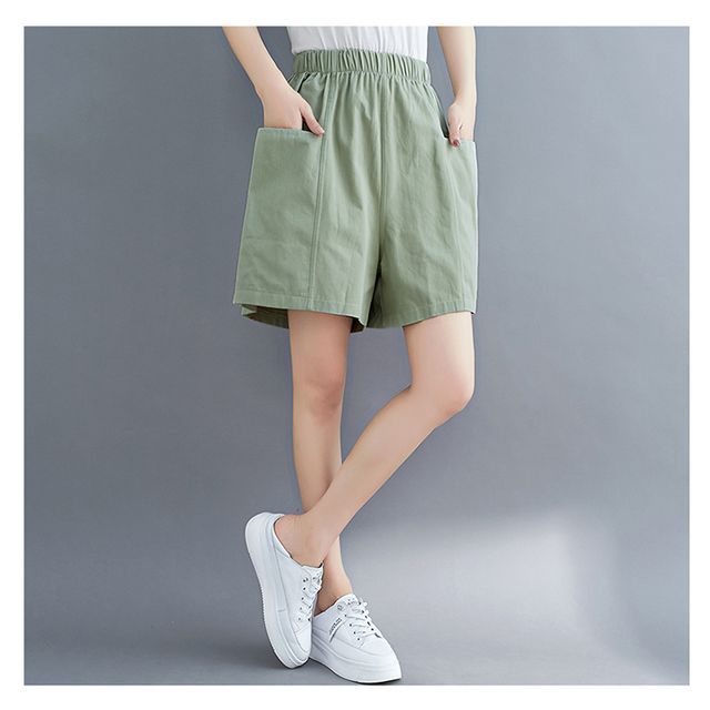Everose-High-Waist Wide-Leg Linen Shorts