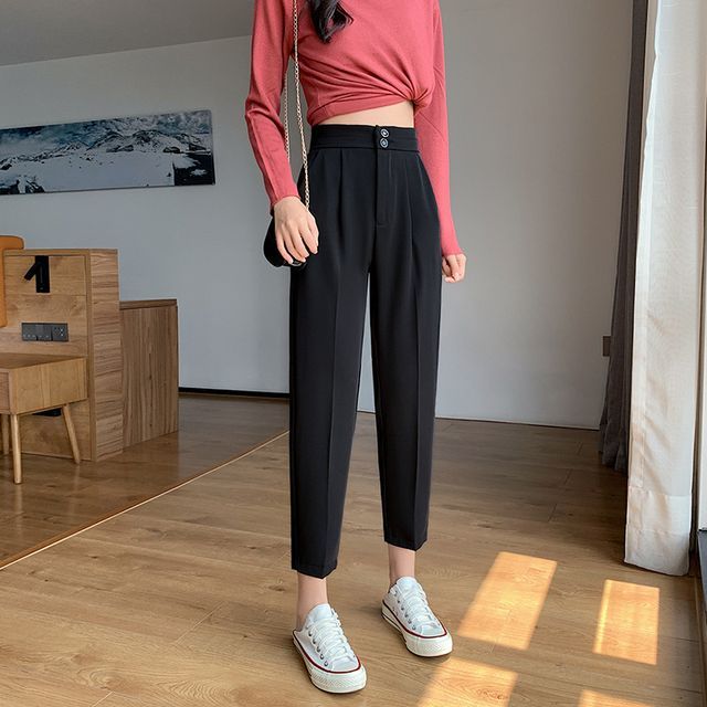 Whisperia HighWaist Cropped Tapered Dress Pants YesStyle