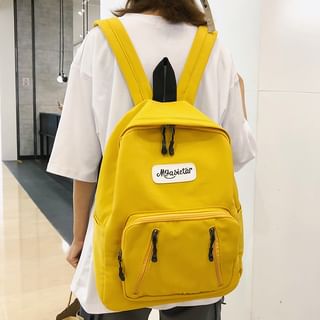 Musa Fiber Backpack MUSA - Lettering Label Nylon Laptop Backpack | YesStyle