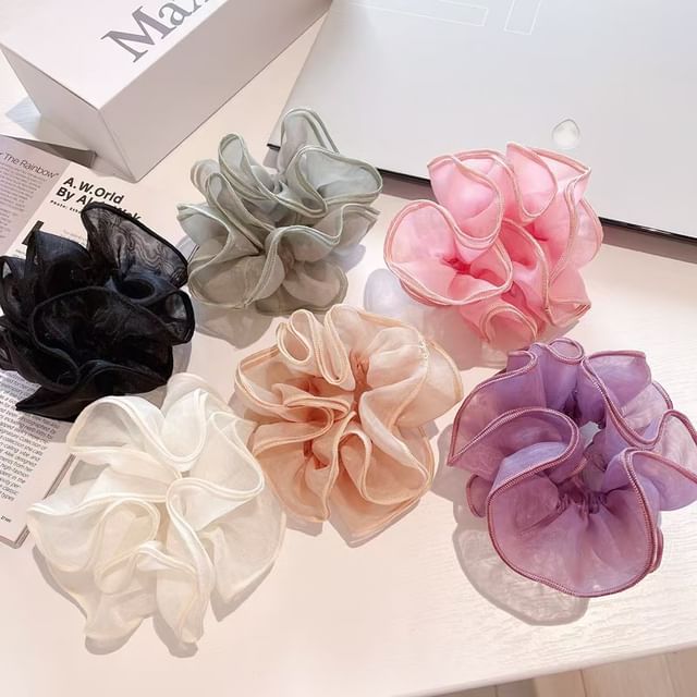 Kiren-Plain Ruffle Organza Scrunchie