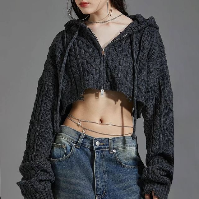 Lace up crop online hoodie